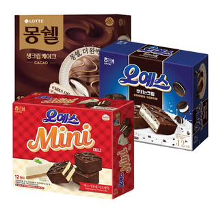 롯데 몽쉘 카카오 408g 1개 + 해태 오예스 미니 192g 1개 + 오예스 쿠키앤크림 360g 1개, 1세트