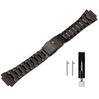 JUSUTEK 개조 호환 DW-5600/5000/5035/GW-M5610/B5600/GA110/2100 호환메탈 스트랩 16MM 풀메탈 커스텀 스트랩 교환 스테인리스강 교환용, 블랙, 1개