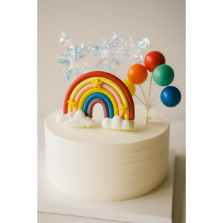 케이크 토퍼 데코픽 벌룬 풍선 토퍼 무지개 생일파티 꾸미기 무지개토퍼, 1세트, 무지개 혼합