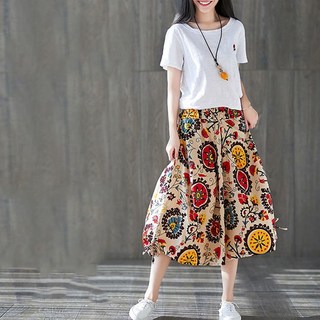 ROYALBELLE 여성 빅사이즈 루즈핏 레이온 와이드 팬츠 밴딩 포켓 7부 반바지 J062351