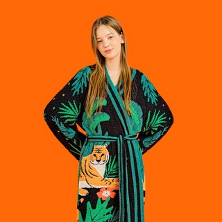 위글위글 수면 가운 홈웨어 라운지 로브 - Tiger