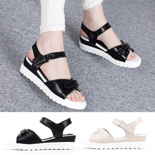 (한정수량할인) 발이 편한 국산 벨크로 여성 스트랩 샌들 웨지 플랫 워킹화 여성화 여름 통굽 키높이 제벨