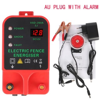 전기 울타리 가축 도구 고전압 펄스 컨트롤러 에너자이저 LCD 디스플레이 소 10km, 03 au plug with alarm