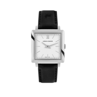 라르손앤제닝스 Norse 블랙 가죽 34mm 실버 새틴-화이트 손목시계