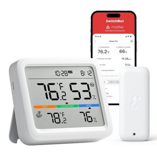 스위치봇 무선 실내외 온도계 – 393피트 범위, 3.6인치 LCD 온도 및 습도 모니터