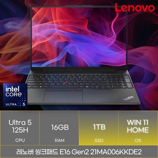 레노버 씽크패드 E16 Gen2 21MA006KKDE2, WIN11 Home, 16GB, 1TB, 블랙