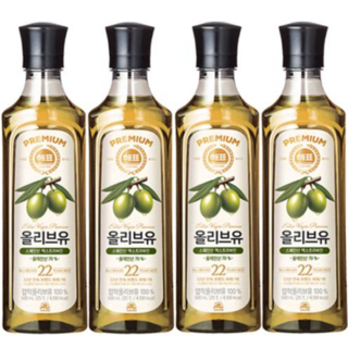 해표 압착 올리브유, 500ml, 4개