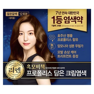 리엔 흑모비책 프로폴리스 담은 크림 염색제 새치용 12회분, 짙은갈색, 1개