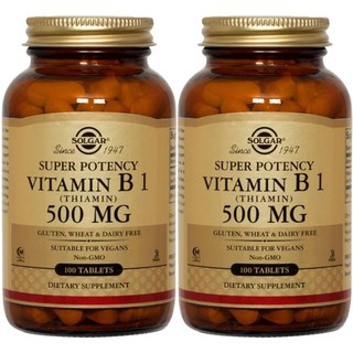 솔가 슈퍼 포텐시 비타민 B1 (티아민) 500mg 타블렛 비건, 2개, 100정