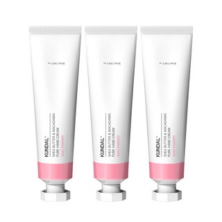 쿤달 시어버터 앤 마카다미아 퓨어 핸드크림 베이비파우더향, 50ml, 3개