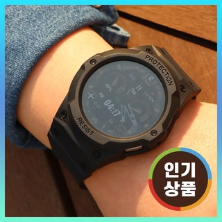 갤럭시 워치7 6 5 4 일체형 스트랩 지샥 풀커버 러기드, 딥블랙, 1개