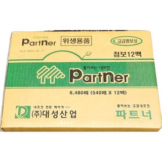 파트너 벽걸이 냅킨 점보 540매x12속테이블넵킨 네프킨 냅킨티슈 일회용티슈, 540개입, 12개