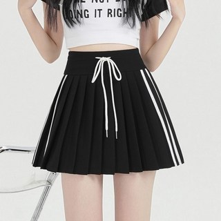 COSYEVNO 미국식 학원풍 미니 플리츠 스커트 줄무늬 a라인 숏스커트