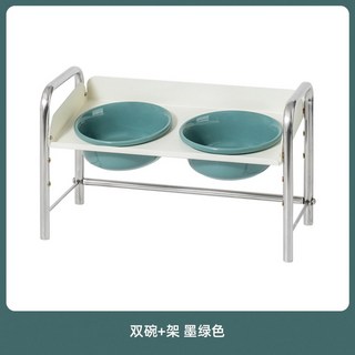 고양이 밥그릇 철제프레임 강아지 슬로우 럭셔리 600ml 깔끔한 위한 2구, 더블그릴세트/딥그린 딥그린, 스몰사이즈 볼직경12 5cm/300ml, 1개