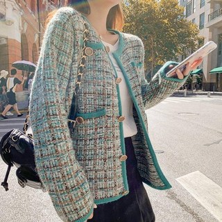 샐리 스카이 트위드 체크 라인 자켓 라운드자켓 크롭자켓 숏재킷 오피스룩 여행룩