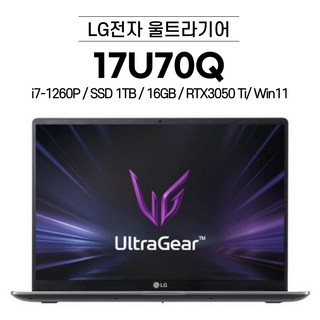 LG전자 울트라기어 17U70Q (i7-1260P / SSD 1TB / 32GB / Win11/ RTX3050Ti) 17인치 노트북, i7-1260P, WIN11 Home, 16GB, 다크실버