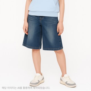 더데이걸_평촌점_버뮤다 싸이드 와이드턱 데님주니어 초등 고학년 청 6부바지_TGTH25501_평촌점