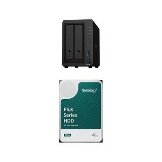 Synology 2 Bay DS723 4TB HAT3300 HDD 2개 포함 블랙 서피스 마운트 합금 스틸 알루미늄 서버와 호환, Synology 2 Bay DS723 4TB HAT33