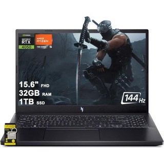 게이밍 그래픽카드 PC 게임용 비디오 Acer Nitro V 15 노트북 15.6인치 FHD IPS 144Hz AMD 6코어 Ryzen 5 7535HS 32GB RAM 1TB, 게이밍 그래픽카드 PC 게임용 비디오 Acer Nitr