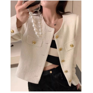 체링크 금장버튼 여성 봄자켓 하객룩 데이트룩 봄 여자자켓