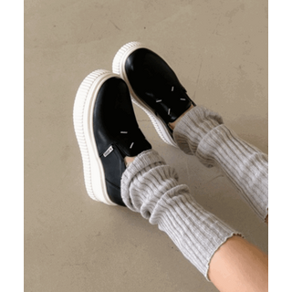 ♥ Real 소가죽 ♥ 플랫폼힐 레더 스니커즈 슬립온 (5cm/2Color)-mgns