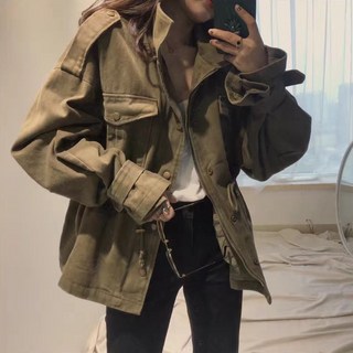 토파즈 FS0177 여자 봄 가을 고퀄 면혼방 데님 하이넥 하프 지퍼 야상 바람막이 자켓 재킷 캐주얼 아우터 데일리룩