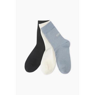 [_]시슬리 레터링 양말 3pcs SET SCSO04511, OS, 블랙
