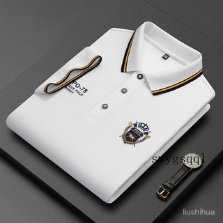 트렌디 브랜드 무철 자수 POLO 셔츠 반팔 상의 남성 캐주얼 비즈니스