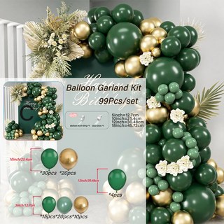 호환 약혼 웨딩 생일 베이비 샤워 성별 공개 장식을위한 그린 골드 풍선과 99pcsBalloons 화환 아치 키트, 9WR-124-C, 9WR-124-C