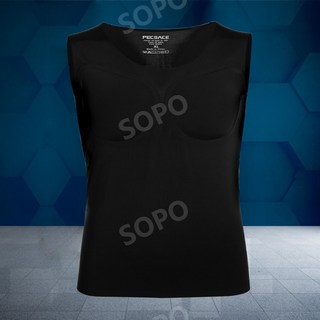 근육 남성 티셔츠 패드 어깨 가슴 복근 반소매 어깨뽕 남자 보정속옷 숄더업 어깨패드, 가슴패드 민소매-블랙