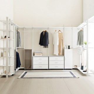 연작시스템 드레스룸 시스템옷장 시스템장, 화이트 실버 블랙, 모던화이트