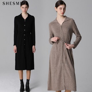 쉬즈미스 울 사이드 스트링 슬릿 니트 원피스 택가격 248000원
