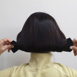 로우번 헤어 쉬폰 리본 와이어 당고밴드 블랙