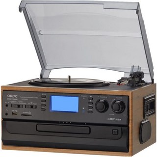 내장 스피커 비닐 턴테이블 CD 카세트 FMAM 라디오 콤보가 포함된 ORCC 10in1 블루투스 레코드 플레이어 AUX in RCA out USB MP3 녹음 헤드폰 잭 컴팩, Brown