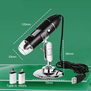 디지털 현미경 카메라 3in 1 C 타입 USB 휴대용 전자 납땜 LED 돋보기 휴대폰 수리용 500X 1000X 160, 02 1000X, 1개
