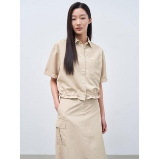 [백화점정품] 빈폴레이디스 [Green] 폴리 밑단 스트링 반소매 셔츠 베이지 (BF4365N01A)