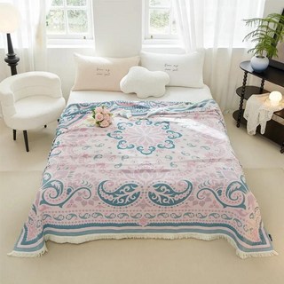 코튼 담요 술 소파 커버 여름 쿨링 거즈 타올 다기능 더블 침대보, A. 150cmx200cm, 8. Color as photo, 1개
