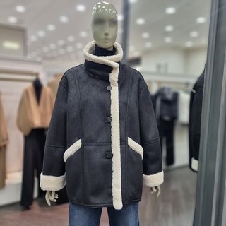 시슬리 하이넥 스웨이드 무스탕 (SALEC2461 블랙 카멜) 274688