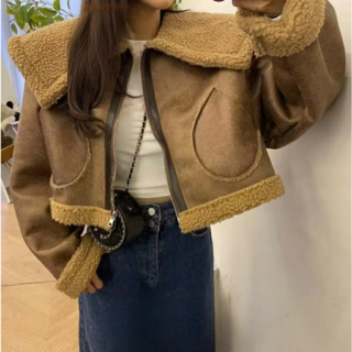여성 데일리 크롭 무스탕 자켓