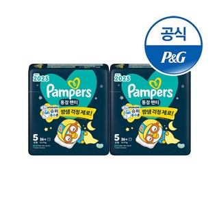 팸퍼스 2025 통잠팬티 팬티형 밤기저귀, 52매, 5단계