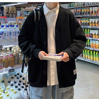 남자 가디건 무지 학원 코트 남성 데일리 브이넥 기모 가디건 가을 겨울 아우터 상품 이미지