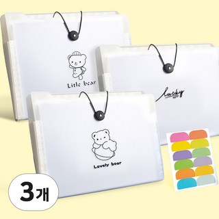 포켓홀더 서류정리파일 인덱스홀더 12칸 바인더 파일폴더, 3개, 혼합