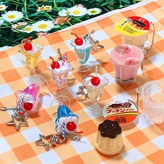 y2k 키링 모음 에어팟 버즈 키링 미니어처 메론소다 크림소다 푸딩 키링, 1개, 옐로우 크림소다