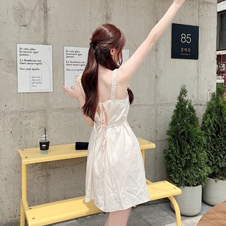 [국내제작/반전뒷태] 백리스 리본끈 바스락 뷔스티에 나시 원피스 2color