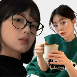 [1+1] 얼굴이 작아보이는 오버사이즈 뿔테 안경 블루라이트 차단 패션 안경테