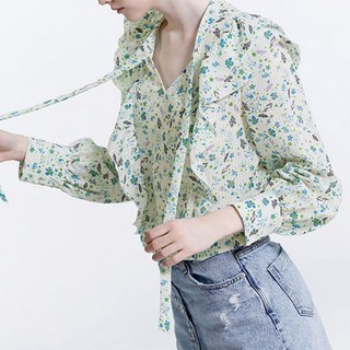 리스트 풀로럴 러플 리본넥 블라우스 택가격 168000원