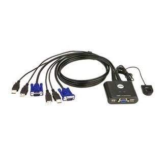 KVM스위치 2대1 USB 케이블일체형, 1개, 1개