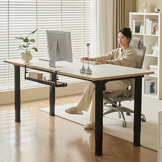 아우스 FJ07 폭800 쿼드형 듀얼모터 모션데스크 원목 스탠딩데스크 전동 모션책상 1200 1400 1600 1800 2000, 화이트 상판 + 블랙 프레임