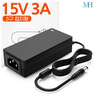 명호전자 15V3A 아답터 3구 접지 DC 15V 3A 어댑터, 1개