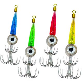 레저웨이 LED 쭈꾸미채비 문어채비 더블훅 에기 두족류 에깅 수중 발광 LED 4개 1set, 레드, 1세트, 60g